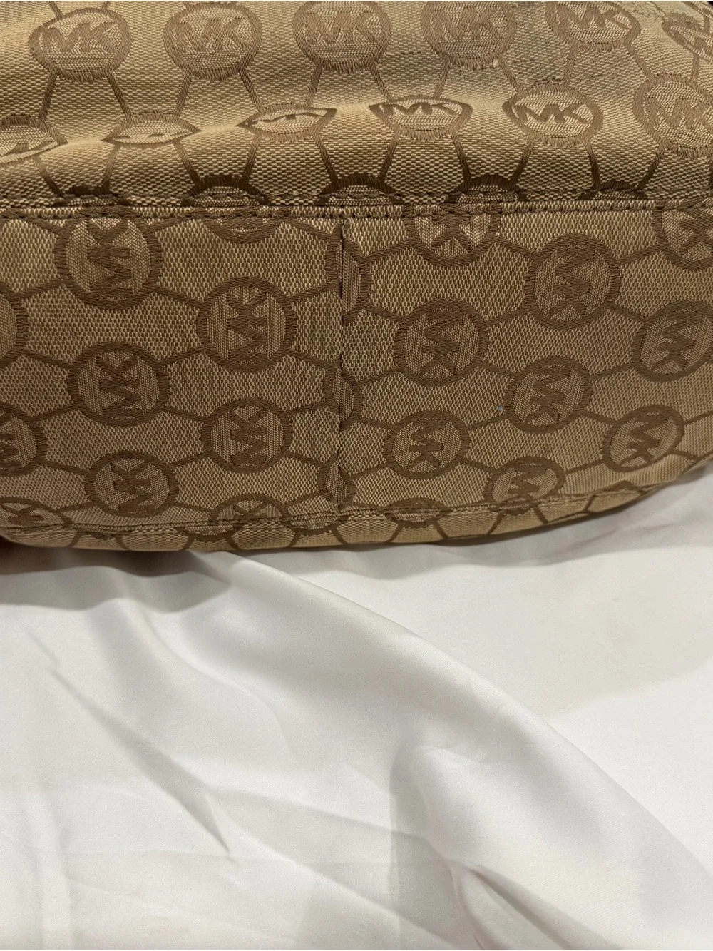 Michael Kors Orange MK Monogram Shoulder Bag with Tassel Charm